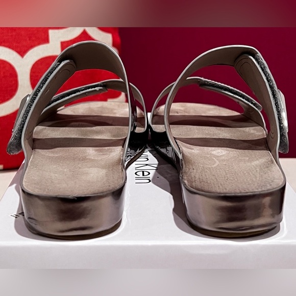 Calvin Klein Mirror Metallic Pewter Women's Sandals - Picture 4 of 9